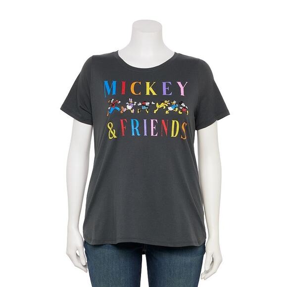 Disney's Mickey & Friends Plus Size Gray Graphic Tee womens 2x - Picture 1 of 5